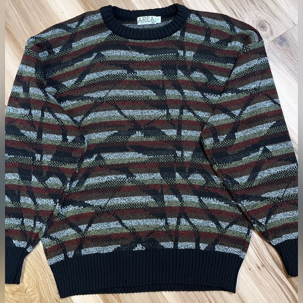 Vintage 90s Area By Tag Knit Sweater Mens XL/1X (Fits Large L) Cosby Grandpa USA